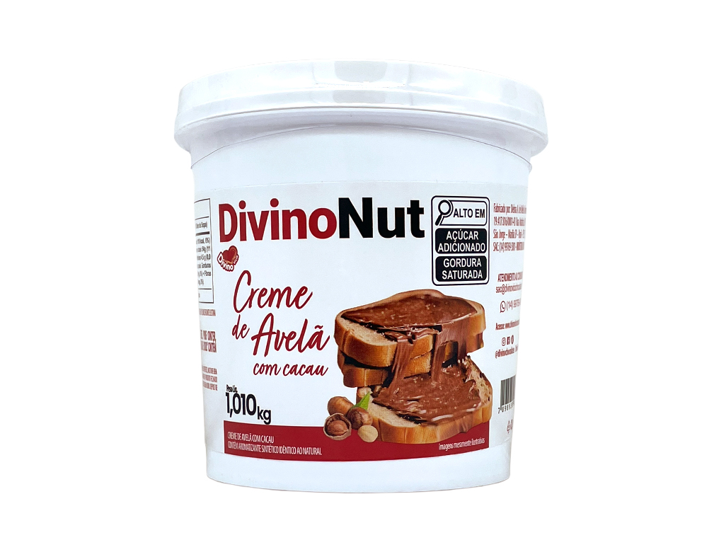 CREME DE AVELÃ PEQUENO COM CACAU DIVINONUT 1,010 KG (CX 12 BD)